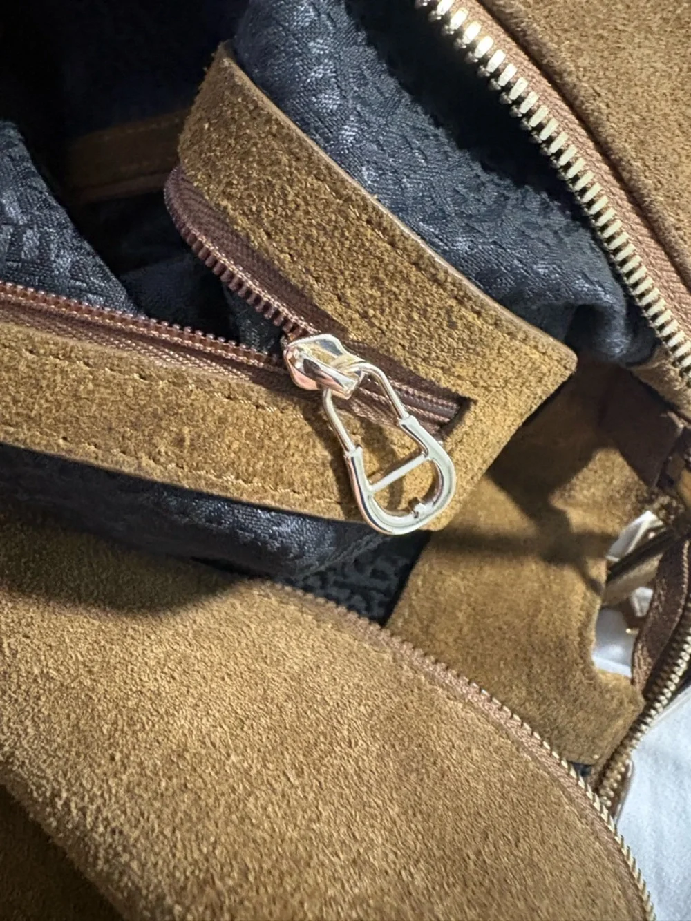 Etienne Aigner Brown Suede Shoulder Bag with Gold Hardware - Picture 12 of 13